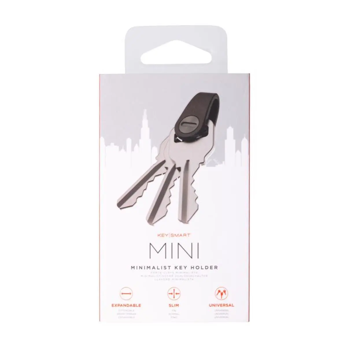 KeySmart Mini Stainless Steel Black Everyday Key Holder - Lightweight, Portable, Elegant Multitool Key Organizer with Clip