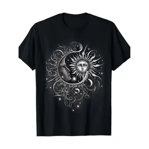 100% Cotton T-Shirt with Artistic Sun & Moon Design