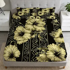 2/3 Pcs Floral Design Pattern Fitted Sheet Set(1*Fitted Sheet+1/2*Pillowcase,No Filling),High-Definition Digital Printing,Soft And Comfortable Fabric,Suitable For All Year Round,Perfect Gift For Family And Friends On Festivals!