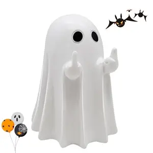 Halloween Decoration Ghost Figurine - Funny Resin Middle Finger Ghost Statue For Prank - Cute Ghost Decor for Christmas Decorations Ornaments