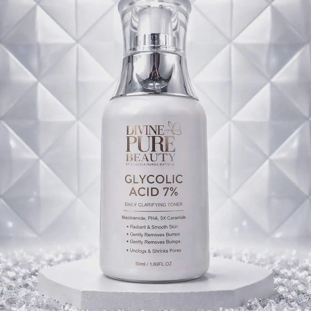 Divine 316 Cosmetics Pure Beauty Glycolic Acid 7% - Gently Exfoliates for Smoother Radiant Skin, Reduces Pore Appearance, Enhances Natural Glow, Serum, All Skin Types