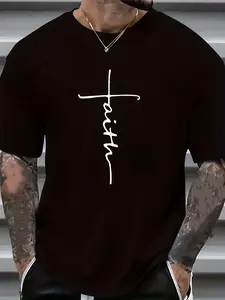 Faith & Skull Men's Casual Trendy Graphic Print Comfortable Crew Neck Short Sleeve T-shirts, Oversized Tees, Size Women & Men Clothes Gifts