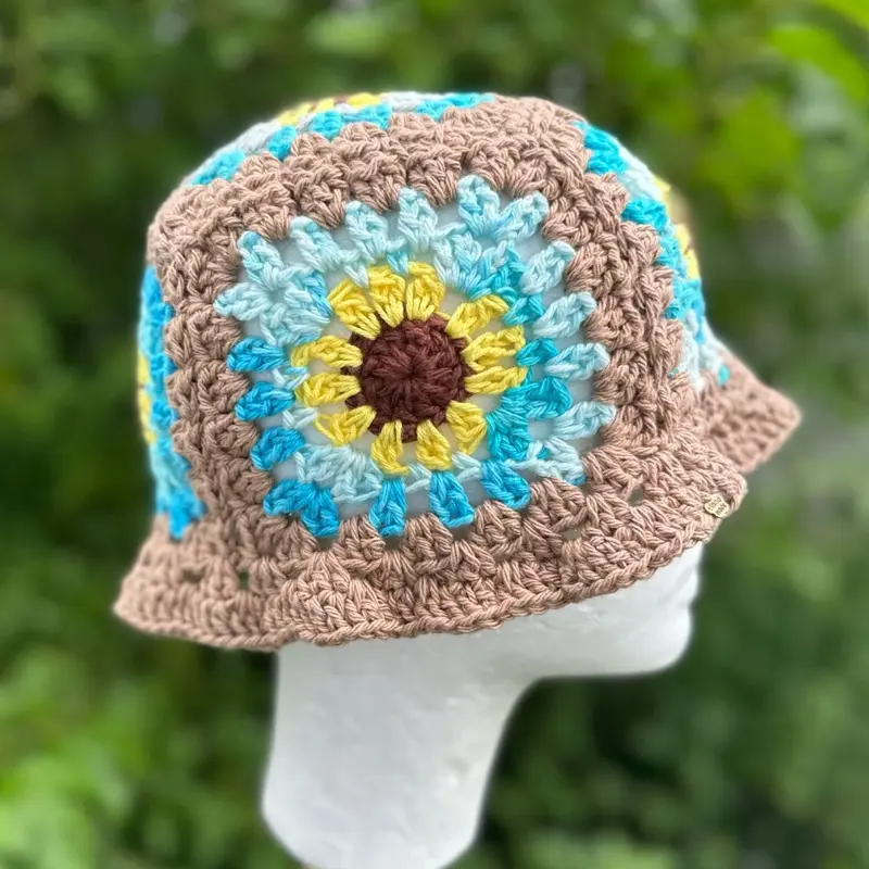 Unisex Crochet Sunflower Bucket Hat, Everyday Casual Simple Fashion Accessory