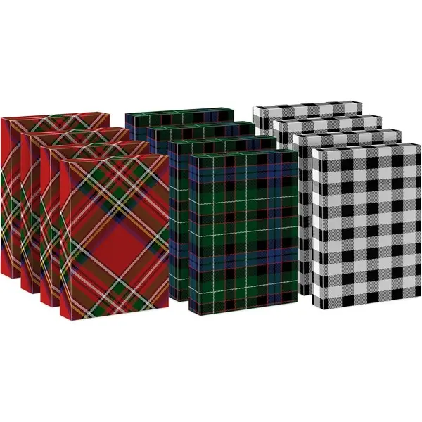 12-Pack Medium Christmas Gift Boxes with Lids – Shirt Boxes in Plaid & Buffalo Check | Holiday Gift Boxes for Christmas, Hanukkah, Birthdays & Father’s Day