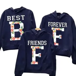 Made in USA,(Sold Individually) BFF Best Friend Forever Hooded Sweatshirt, Triple Matching Friendship Design Hoodie, Classic Graphic Style Apparel, Unisex Cozy Wear, Thoughtful Gift for Besties Group