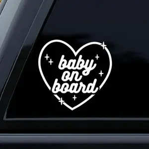 Baby On Board Heart Car Window Decal, Goth Baby, New Parent Gift Decal, Baby Car Decals, Retro Bumper Sticker, Car Accessories, Goth Decal L