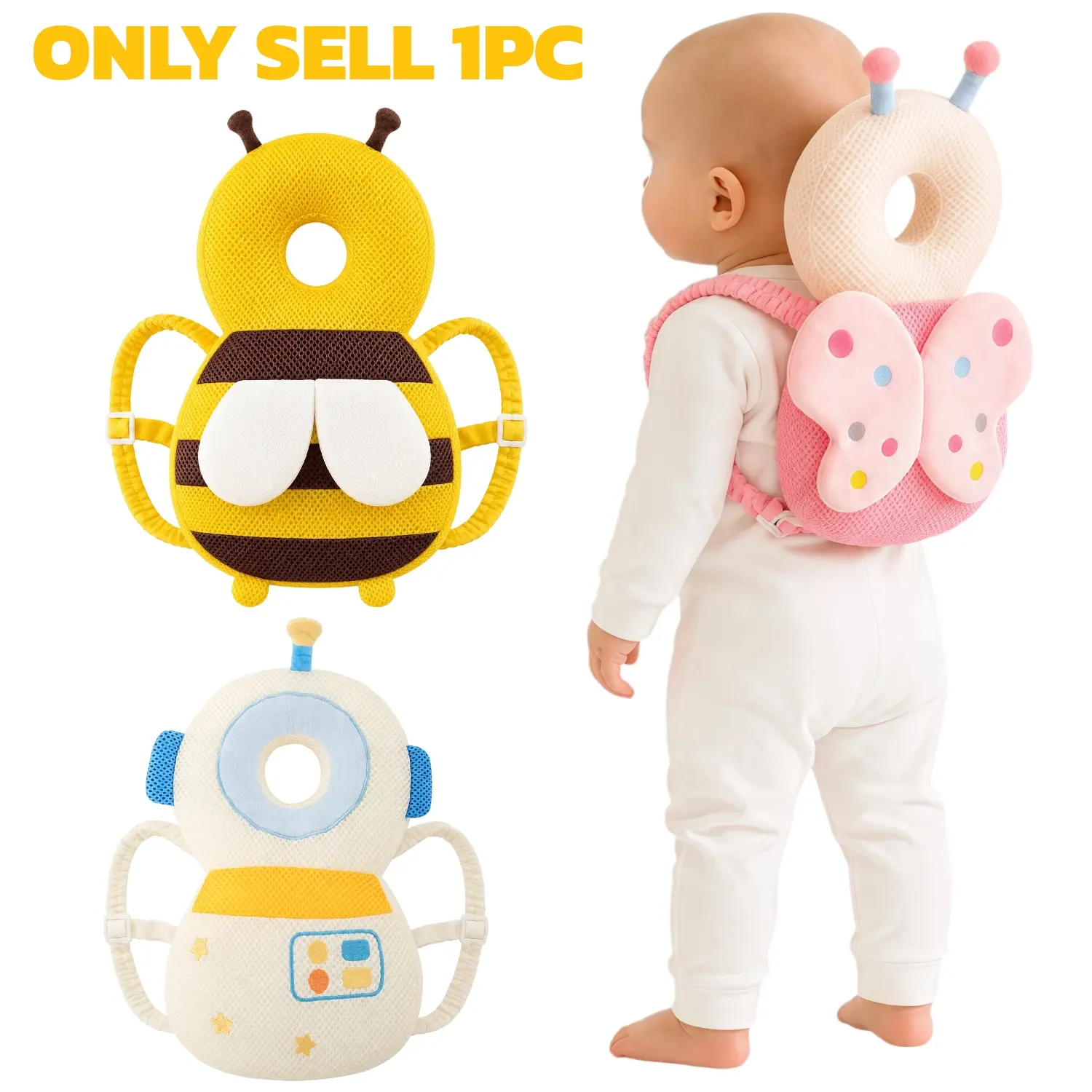 1pc Butterfly/Bee/Astronaut Anti-Collision Backpack Educational Supplies, Summer Breathable Anti-Fall Pad for Early Learning Walking Practice, Cute Butterfly Backpack with Cross Strap Essentials