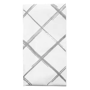 White with Silver Diamond Paper Dinner Napkins