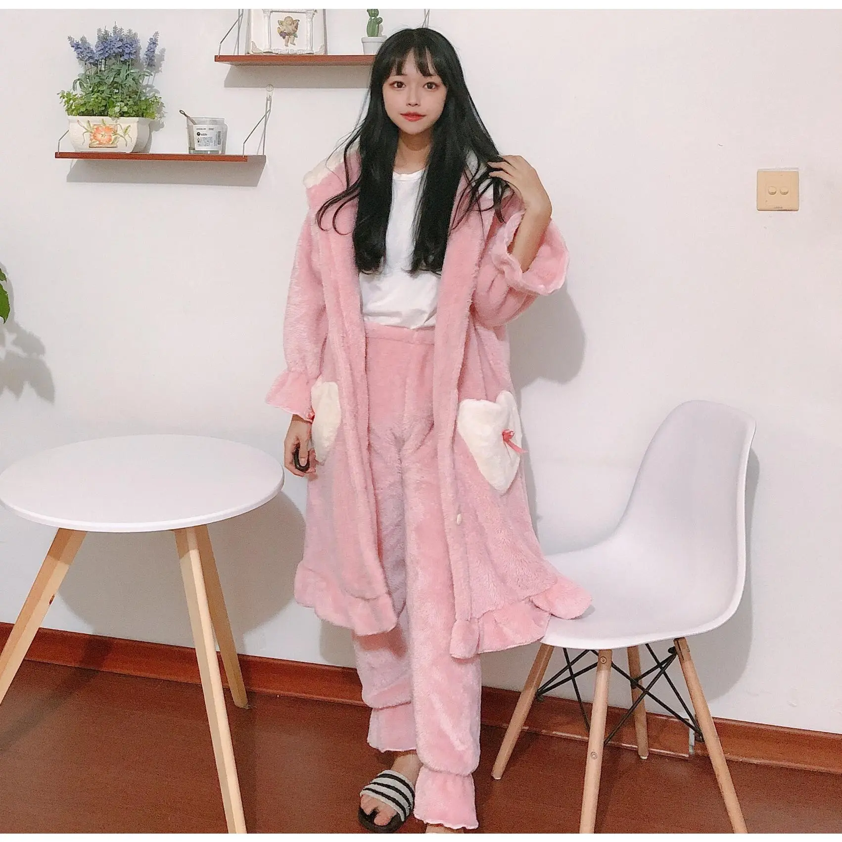 Pink and Blue Peach Heart Sleeping Robe