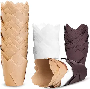 200pcs Tulip Cupcake Liners – Standard Size Muffin Baking Cups, Greaseproof Cupcake Wrappers, Premium Parchment Paper Cupcake Holders for Party & Wedding