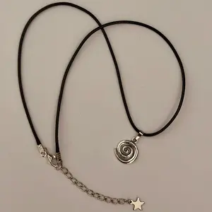 Spiral Necklace Vortex Swirl Swirling Silver Pendant Choker Necklace