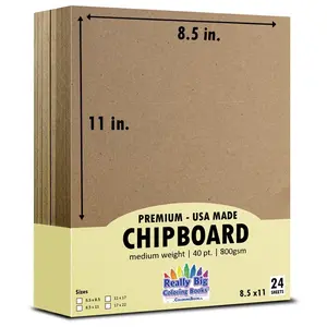 Heavy Weight Chipboard Sheets 8.5 x 11 - 48 Sheets, Scrapbooking & Picture Frame Backing for Office Stationery & Supplies, Brown Kraft Cardboard