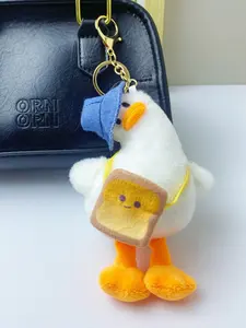 Cute Plush Toy Crooked Head Duck Keychain, Couple Doll Figurine, Adorable Bag Charm, Cartoon Hanging Decoration, Key Ring, Cute Soft Keychains, Cute Charms Keychain, Fuzzy Keychain