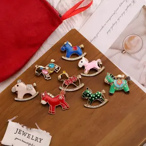Year of Horse Zodiac Pin, Elegant Luxurious New Year Celebration Accessory, Cute Adorable Charming High-End Charm Brooch