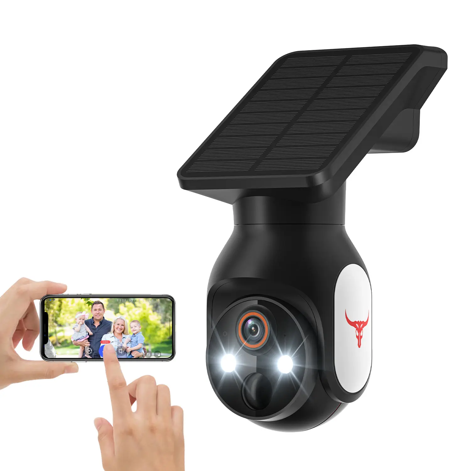 Solar-Powered Wireless Outdoor Security Camera, 2.4 GHz Wi‑Fi Security Cam, Security Wifi Camera with Human Detection, Night Vision, Two-Way Audio and Easy Installation, Household Surveillance Camera, Rechargeable Camera