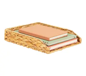 Mind Reader Rattan Paper Tray with Iron Frame, Organizer