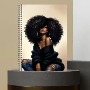 12. It's A Fro Collection with Lined Paper Hard Cover Matte Journal - Stylish Modern Look Functional Elegant Design 120 Pages Spiral Binding