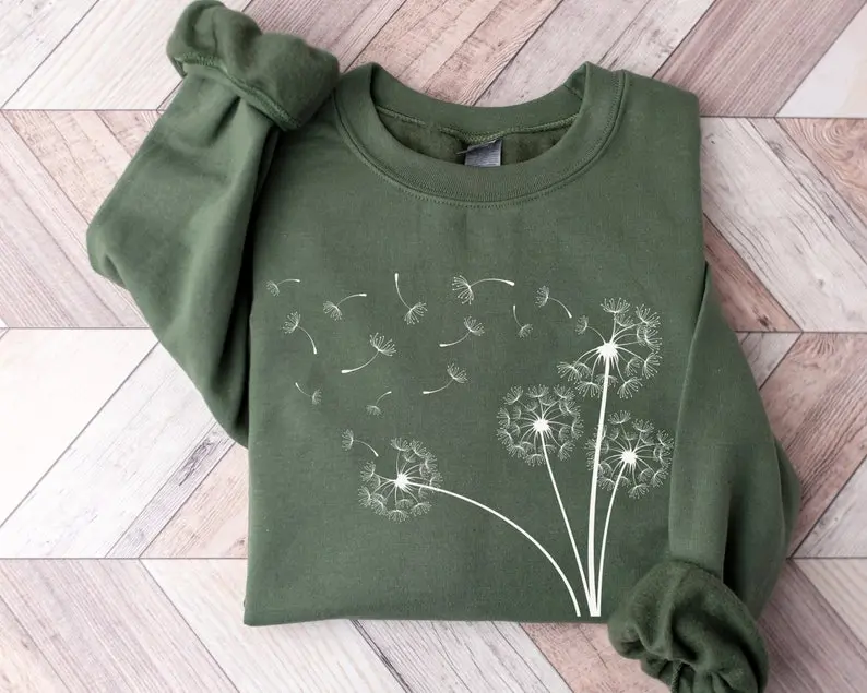 Dandelion Sweatshirt, Inspirational Sweater, Windflower, Meditation Gift, Yoga Sweater, Boho Windflower Sweatshirt, Dandelion Gift for Her