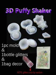 Puffy Heart Star Shaker Molds, 3D Resin Mold DIY Pendant Jewelry Making Kit, Looks Soft Plush, UV Resin Craft Silicone Mold, DIY Kits