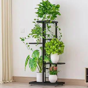 4 Tier Plant Stand Indoor, Metal Flower Pot Holder Shelf, Corner Tiered Multiple Flower Plants Display Shelving Unit For Living Room Garden Balcony Bedroom