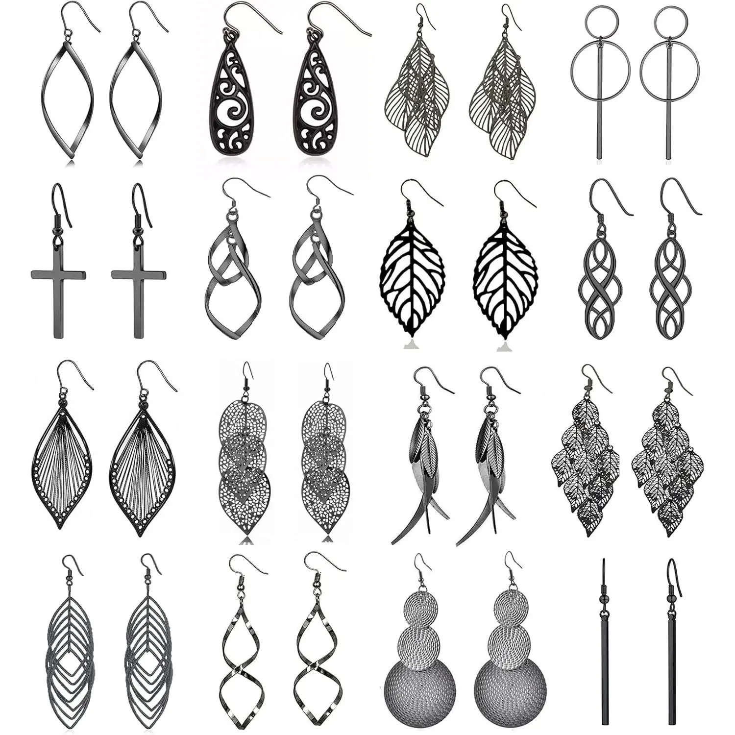 16 Pairs Drop Dangle earrings for Women Fashion Jewelry Dangly Wholesale Earrings Vintage Boho Bohemian Earrings Set