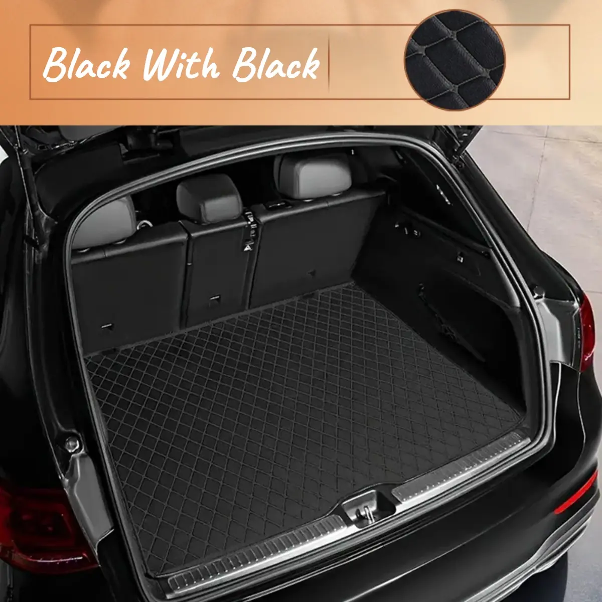 Waterproof Heavy-Duty Car Trunk Mat - Universal Fit Cargo Liner for SUV, Sedan, Truck, All-Weather Protection, Non-Slip Leather Grain, Easy Clean, Black Red, Automotive Mats, Car Interior Accessories, Spill Proof, Washable