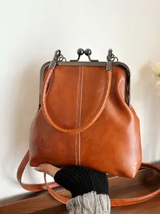 Vintage Kiss Lock Handbag, Classic Elegant Evening Bag with Adjustable Shoulder Strap, Perfect for All Seasons