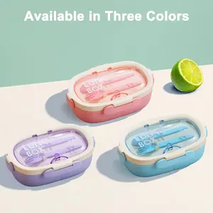 Kitchenware Lunch Box with Lid, Container, Fork and Spoon