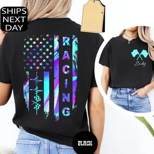 Racing Day T-shirt, American Racing Flag Shirt, Checkered Flag T-shirt, Race Lover Gift, Full Size, For Men And Women.