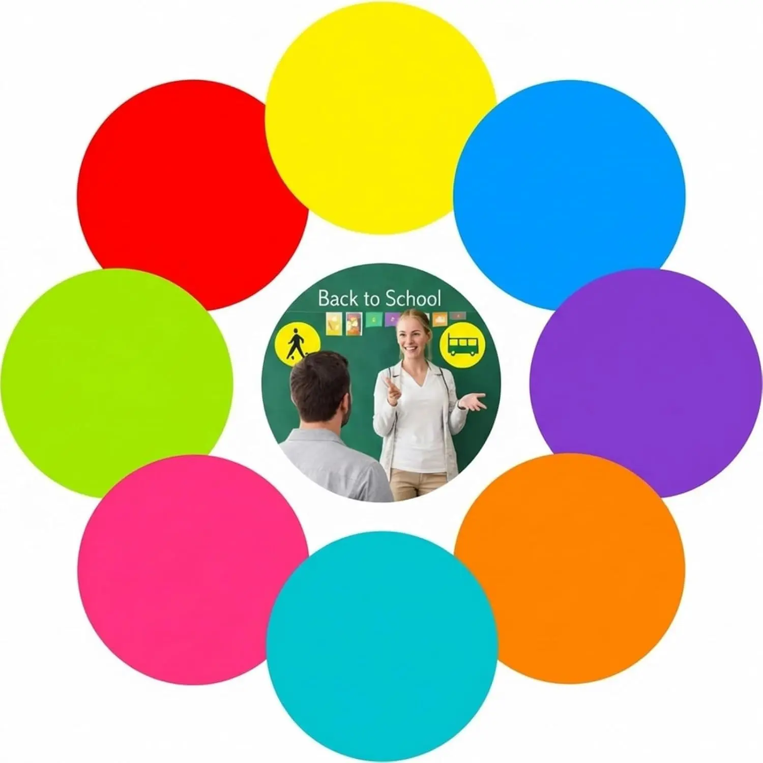 8 Pcs 11 Inch Dry Erase Dots for Classroom Table, Removable Circle Whiteboard Stickers & Wall Decals, Table Reminder Labels for Teachers and Students