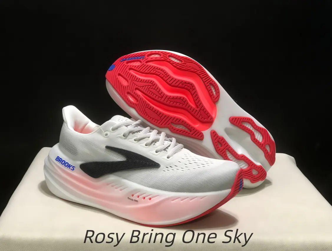 White To Pink Gradient Mesh Running Shoes Red Non-slip Outsole, plush cushion for daily jogging marathon long-distance training
