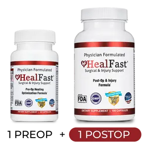 HealFast Complete Surgery & Injury Recovery Supplement: for Wound, Scar Treatment & Bruising w/Vitamins, Bromelain, Quercetin & Probiotics (Pre+Post Op)…