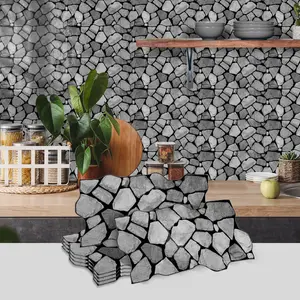 Stone Pattern Wall Sticker, Self-adhesive Wall Decal, Waterproof Decorative Wall Decor for Kitchen, Bathroom, Home Decor