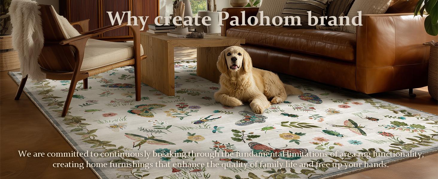 palohom Washable Area Rugs for Living Room Non Slip Bedroom Rug Carpet Low Pile Soft Non Shedding Lightweight Faux Wool Floral Rug for Entryway Dining Room Under Table Rug Runners for Hallway Kitchen Dorm Nrsery Stain Resistant Easy Care Indoor Home Decor