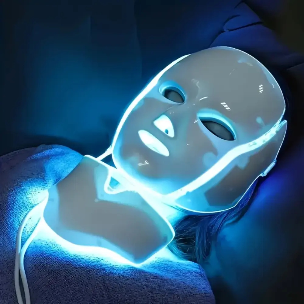 LED Facial Mask with Neck 7 Color Light for Skin Repair Perfect Gift for Valentine's Day Mother's Day Birthday Ideal for Home Travel Salon SPA