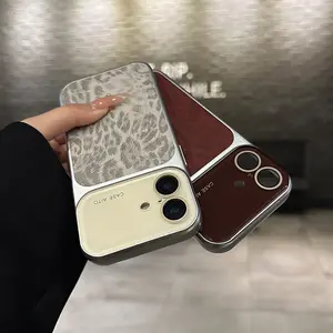 Phone case Compatible with iPhone 17 16 15 14 Pro Max plus Phone Cases, Multiple Colors Available,Cheetah Leopard Print,Large Viewing Window ,Suede texture leopard print,Drop Protection