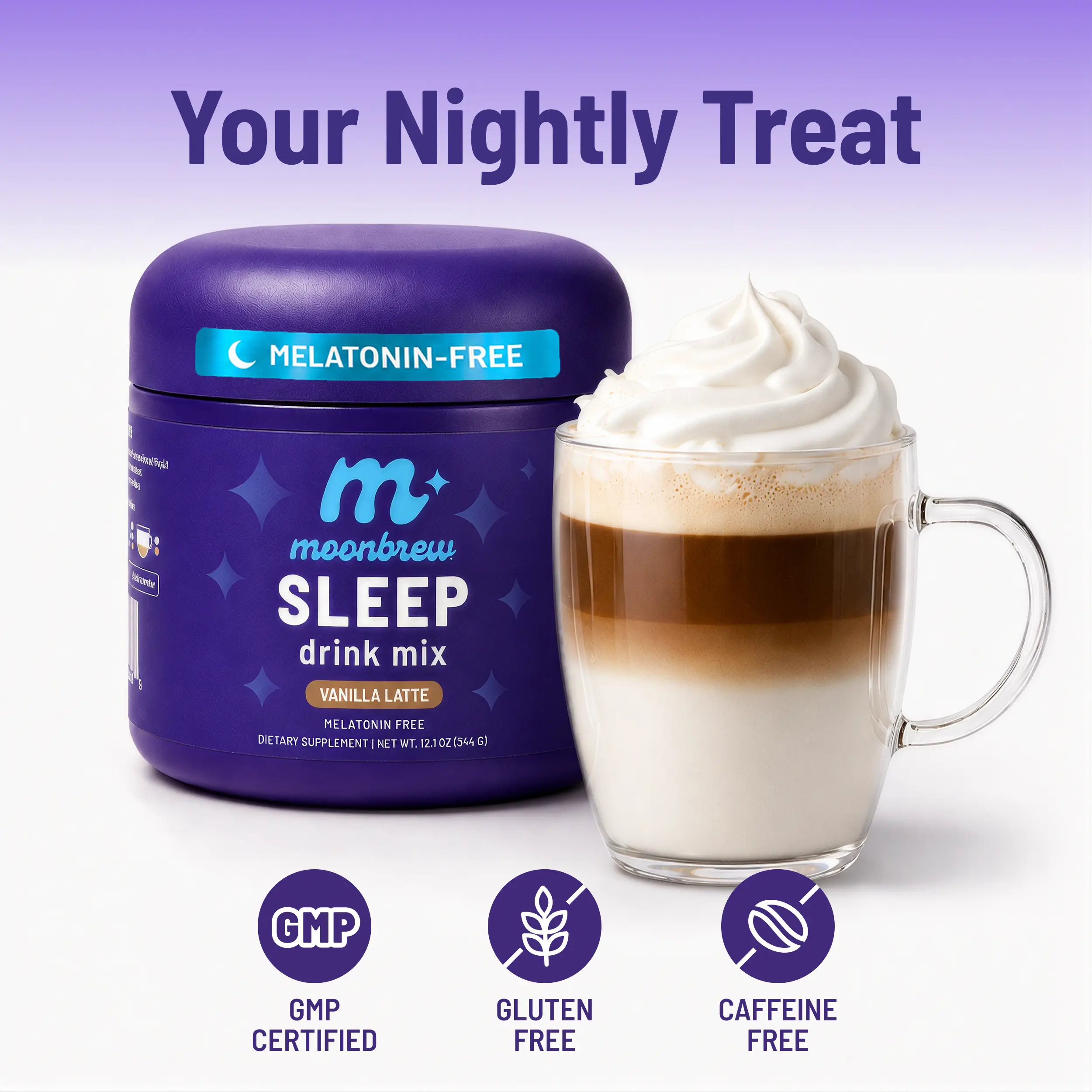 MoonBrew Vanilla Latte Magnesium Sleep Aid (Sleepy Coffee - TikTok Exclusive)