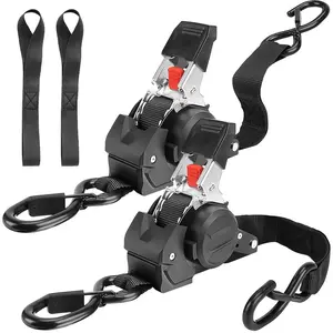 2-Pack Automatic Retractable Tie-Down Straps, Medium Load Capacity, Self-Recovery Cargo Binding, Suitable for Trucks and Trailers