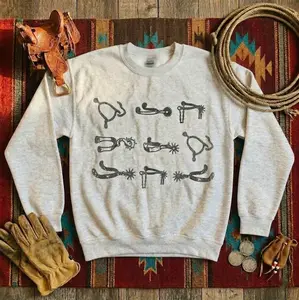 Spur collage Crewneck & T-shirt, Western cowboy Graphic Hoodie, Trending western Graphic Hoodie, western boutique clothing, Handmade, western clothing
