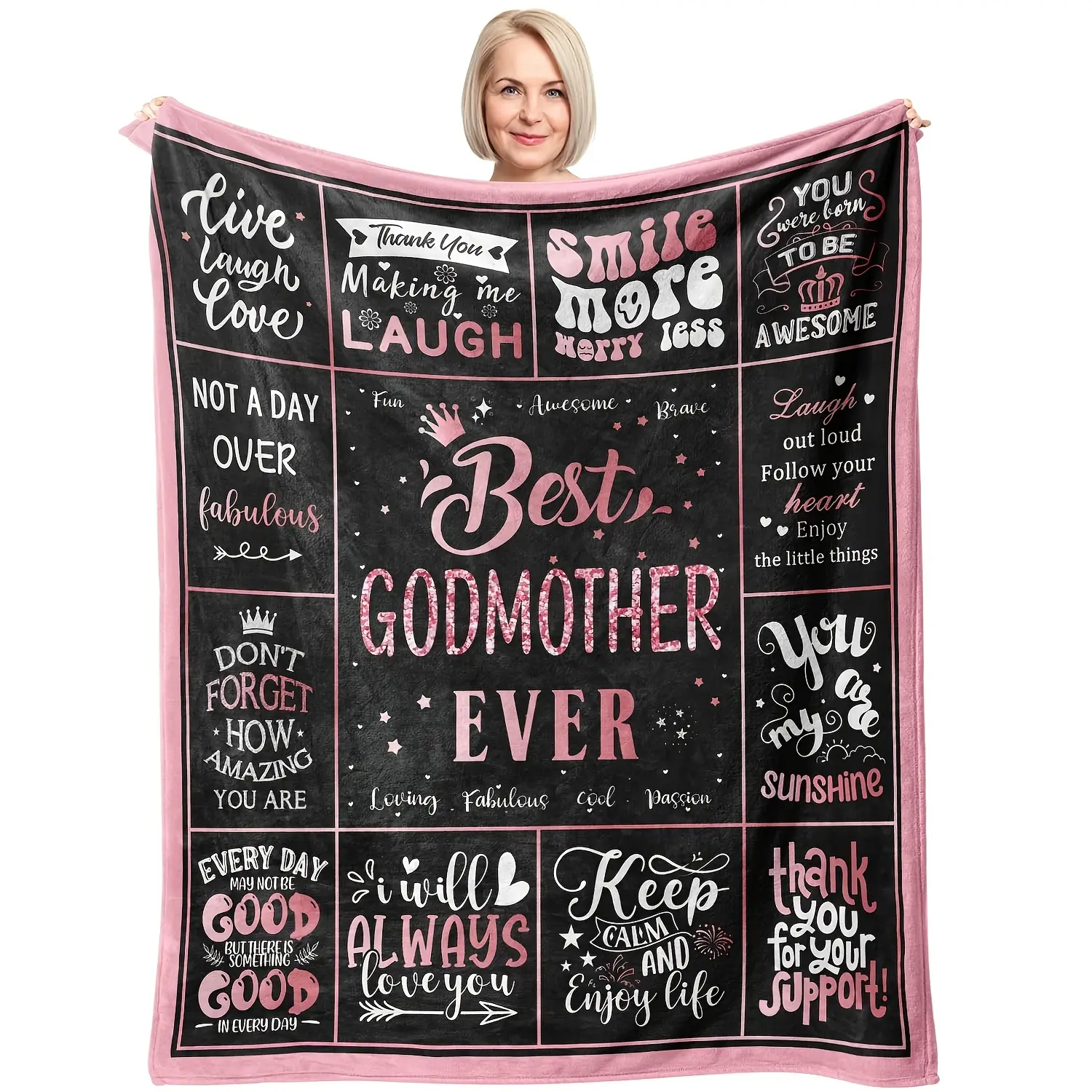 Best Godmother Gift Blanket, Super Soft Flannel Throw Blanket, Creative Birthday Present for Women, Christmas Gifts, Happy Blanket Gifts, Soft Cozy Blanket, Soft Throws Blanket, Soft Blankets