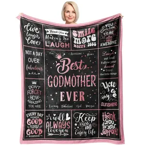 Best Godmother Gift Blanket, Super Soft Flannel Throw Blanket, Creative Birthday Present for Women, Christmas Gifts, Happy Blanket Gifts