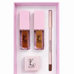 Deleite Beauty Coffee Lip Gloss Set - High-Shine Non-Sticky Gloss & Creamy Liner for Comfort Hydration & Long-Lasting Wear