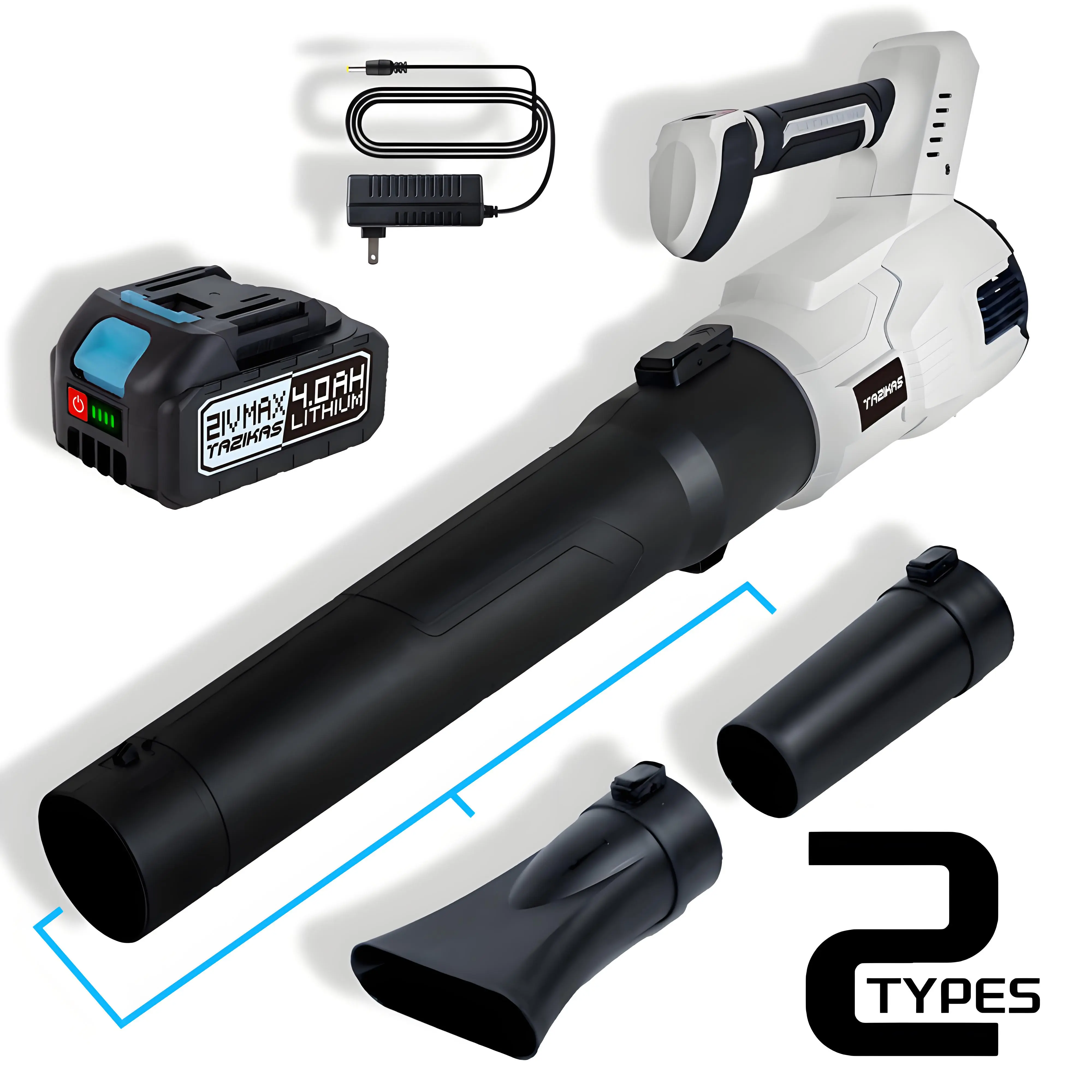 Cordless Leaf Blower, Electric Cordless Leaf Blower, Powered by 4.0Ah Batteries, 580CFM/160MPH & 3-speed settings, lawn care leaf blower, leaf blower with extension nozzle, ergonomic non-slip handle, lightweight leaf blower