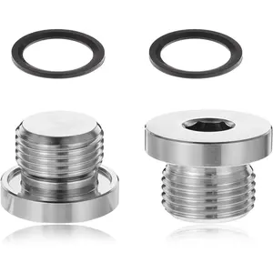 M18 x 1.5 Thread Sensor Plug, 2 PCS O2 Oxygen Sensor Plugs with Inner Hex Head with Copper O-Ring Stainless Steel Oxygen Sensors Extender Sensors Bung Plug for Car Motorbike and Other Transportation