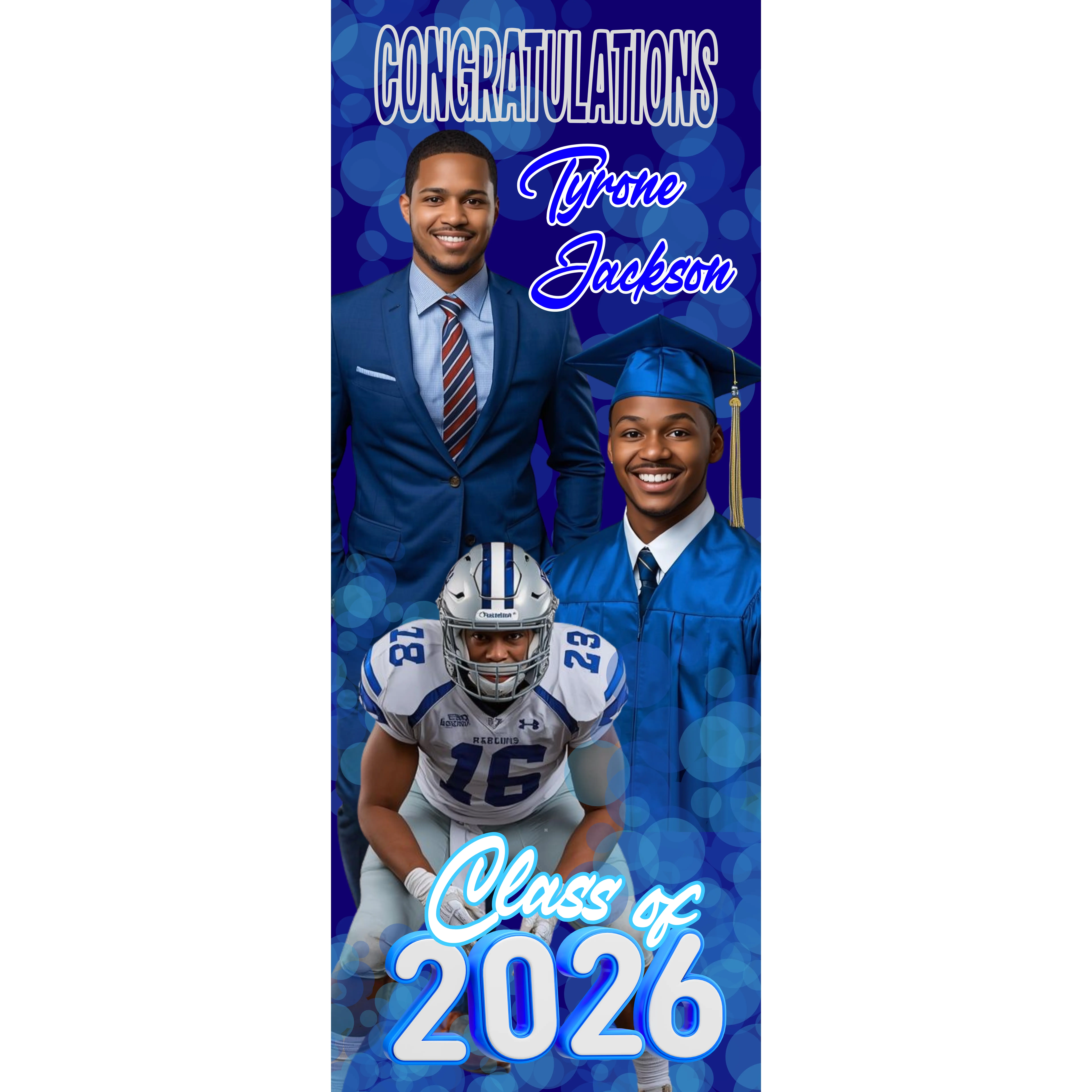 Custom Senior Graduate Photo Banner with Lightweight Aluminium 33”x78” Retractable Large Sign Stand, Water Resistant, 9 lbs, 5-Year Display Life Festive Backdrops & Banners for Indoor Ceremony