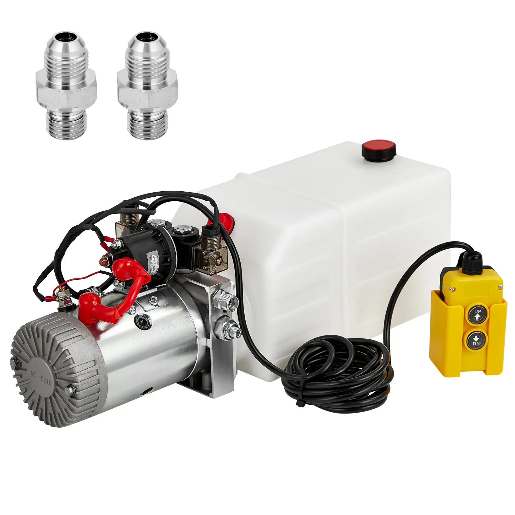 [Football Fan SeasonDeal] 12V Double Acting Hydraulic Power Unit – Versatile Heavy Duty Electric Hydraulic Pump for Dump Trailers, Car Lifts, and Industrial Equipment – 10.5 Quart/10L/12L Steel & Plastic Reservoirs