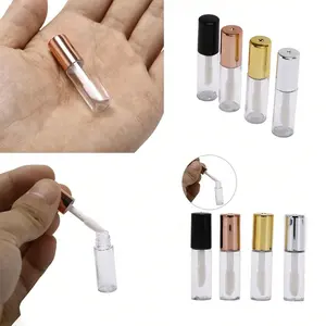 Round Mini Compact Lightweight Durable Refillable Makeup Lip Gloss Bottle, Rubber Lining for Travel Essentials, Plastic Empty Container for Cosmetic Storage, Beach Travel Organizer, Back to School Supplies, Holiday Camping Accessories, Beauty Organizer