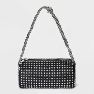 Mini Embellished Boxy Barrel Bag - A New Day Black