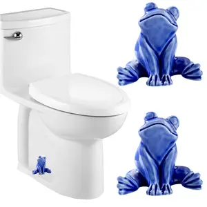 Ceramic Frog Toilet Bolt Covers Decorative, Set of 2 Tall Toilet Bolt Caps,Cute Frog Toilet Screw Cover Caps, Toilet Caps for Bottom of Toilet for Bathroom Decor, Easy to Install