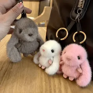 3-Piece Plush Bunny Charm, Big Ear Rabbit Keychain, Summer Plush Bag Accessory, Car Pendant, Birthday & Valentine's Gift